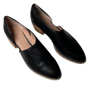 Madewell Women's Lucie Black Leather Heeled Shoes Sz 6.5 Modern Minimalist